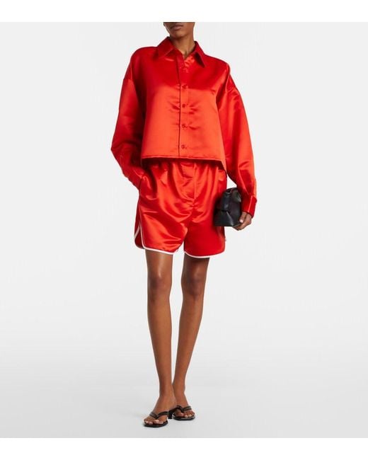 Frankie Shop Red Arlen Satin Shirt
