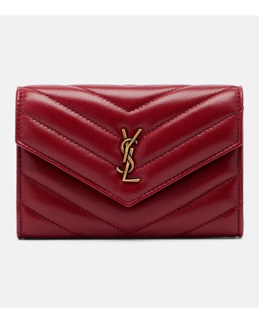 Saint Laurent Red Cassandre Leather Card Holder