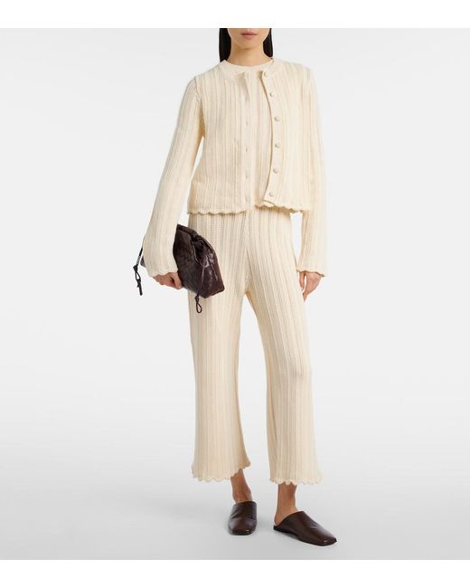 Altuzarra Natural Mariette Scalloped Pointelle Cotton Cardigan