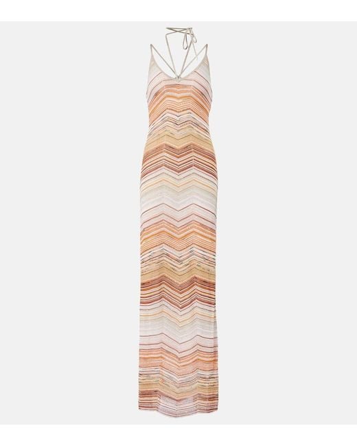 Missoni White Zigzag Lame Maxi Dress