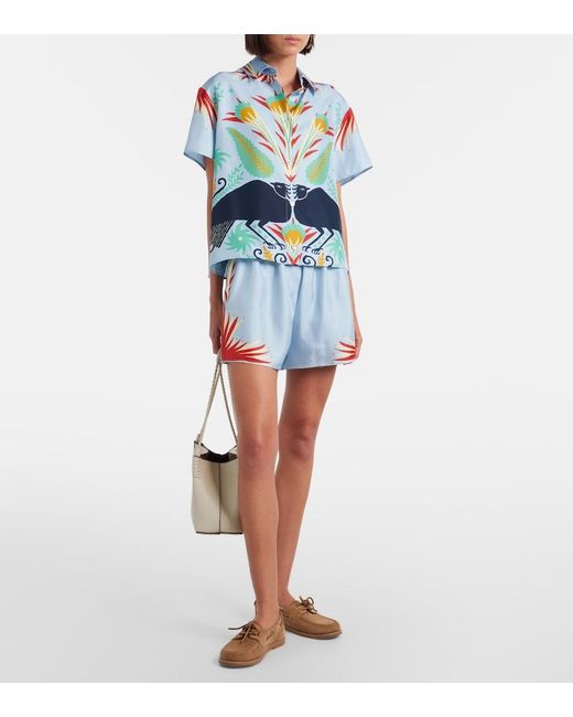 Etro Blue Printed Silk Pajamas