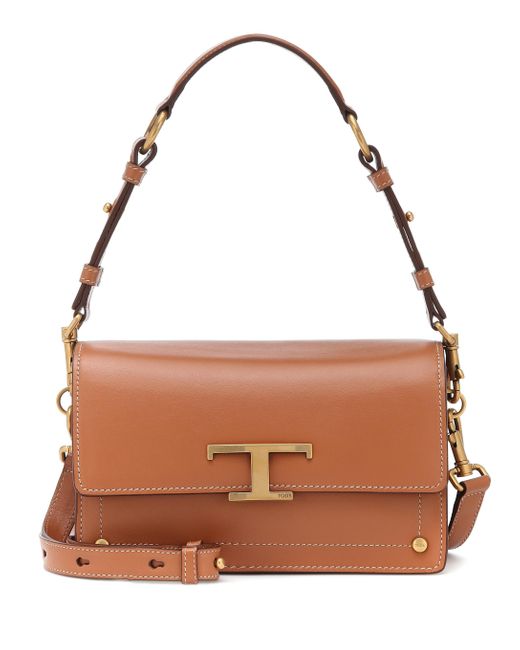 Tod's Brown Timeless T Mini Leather Crossbody Bag