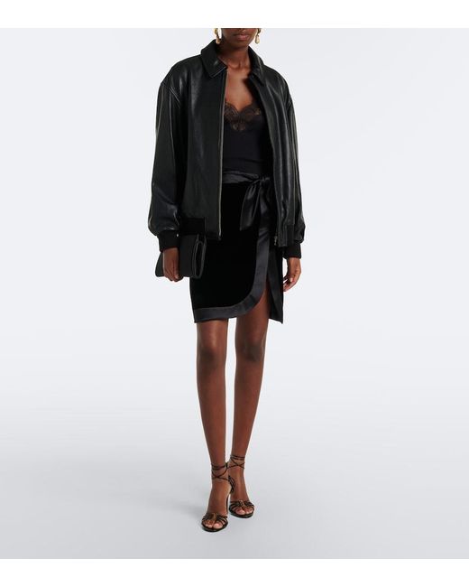 Nour Hammour Black Toyen Leather Blouson Jacket