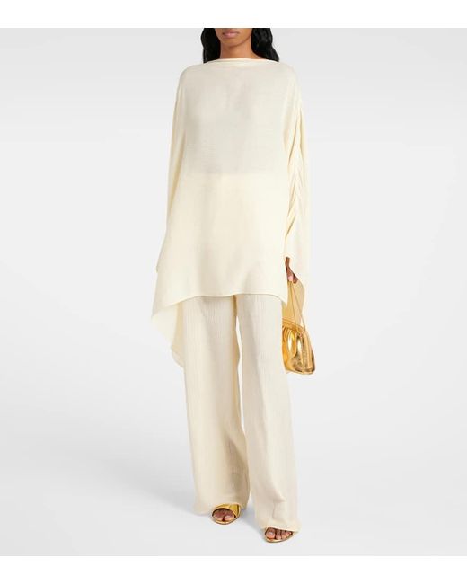 ‎Taller Marmo White Zoagli Cotton And Silk-Blend Straight Pants