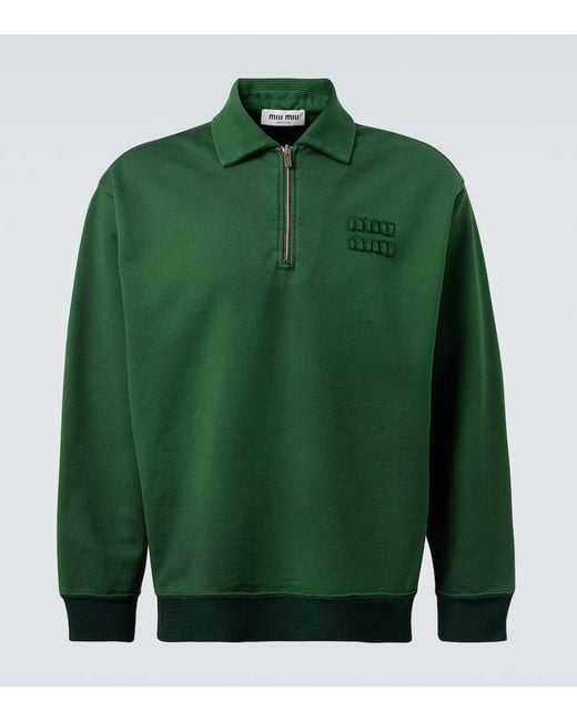 Sudadera De Jersey De Algodon Con Logo Miu Miu de hombre de color Green