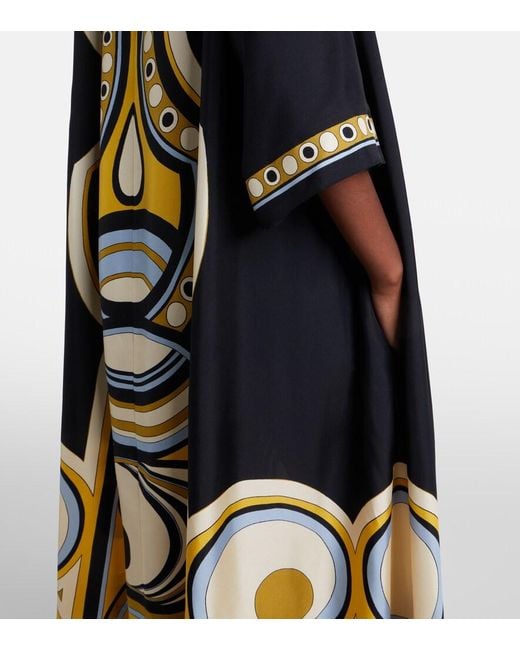 LaDoubleJ Metallic Muumuu Printed Silk Twill Maxi Dress