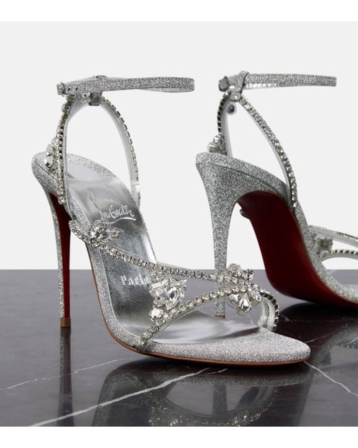 Christian Louboutin Metallic Joli Queen 100 Embellished Sandals