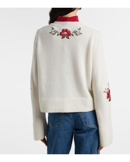 Farm Rio White Bestickter Cardigan Aus Wolle