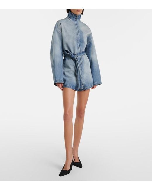 Mono De Denim Con Cinturon Alaïa de color Blue