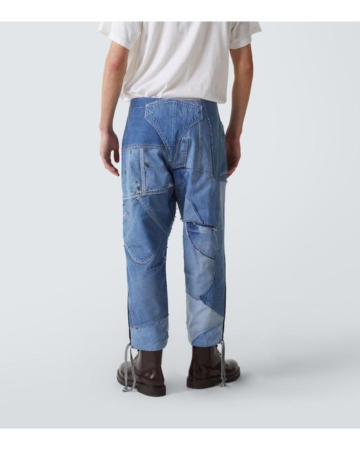 Greg Lauren Blue Patchwork Straight Jeans for men