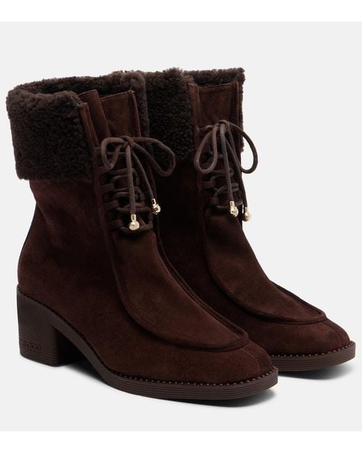 Jimmy Choo Brown Ankle Boots Hali Aus Veloursleder