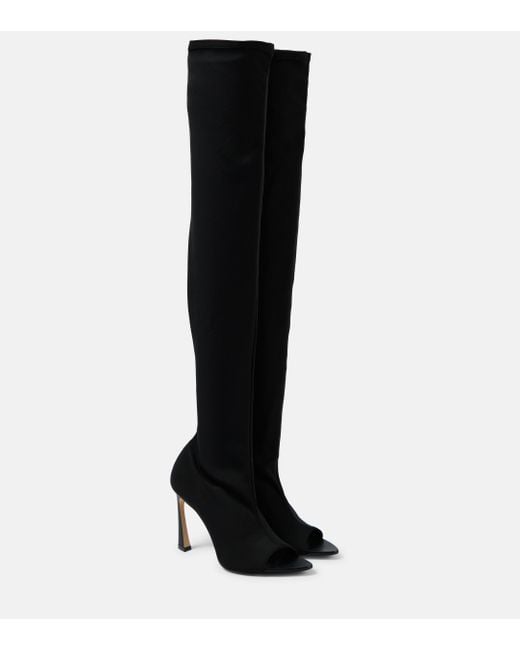 Victoria Beckham Black Peep Toe Over-the-knee Boots