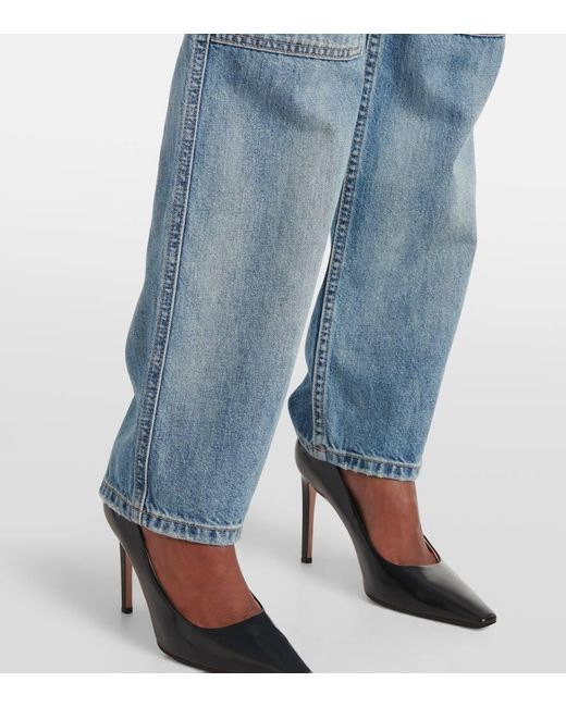 Nili Lotan Blue Welder Mid-Rise Straight Jeans