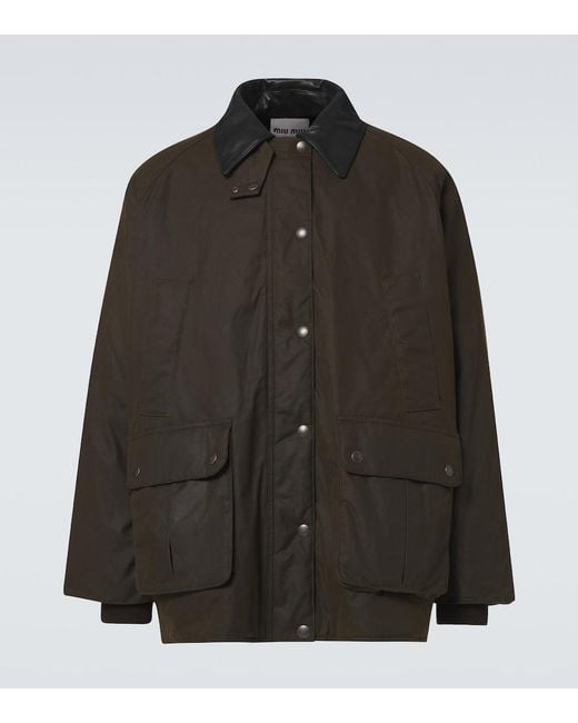 Miu Miu Black Leather-Trimmed Cotton Canvas Blouson for men