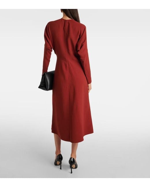 Victoria Beckham Red Dolman Cady Midi Dress