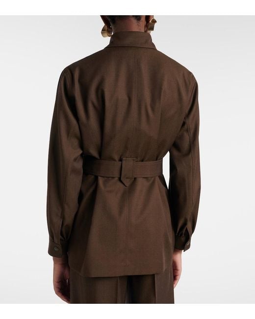 Max Mara Brown Belted Virgin Wool Blazer