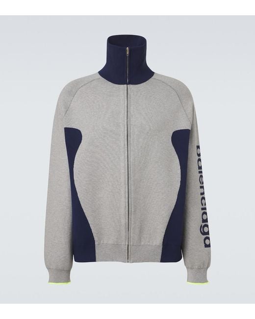 Balenciaga Blue Bodies Cotton-Blend Zip-Up Cardigan for men