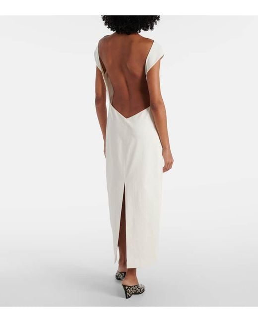 Khaite White Ayame Open-Back Cotton Maxi Dress