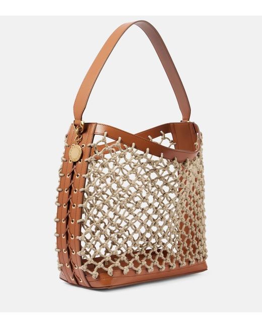 Stella McCartney Brown Small Knotted Faux Leather-trimmed Tote Bag