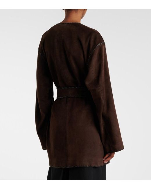 Nour Hammour Brown Anika Suede Wrap Coat