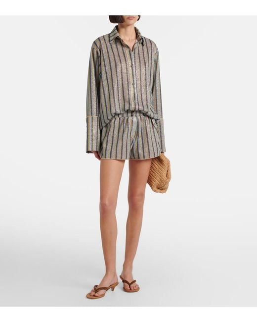 Oseree Brown Lumiere Striped Shirt