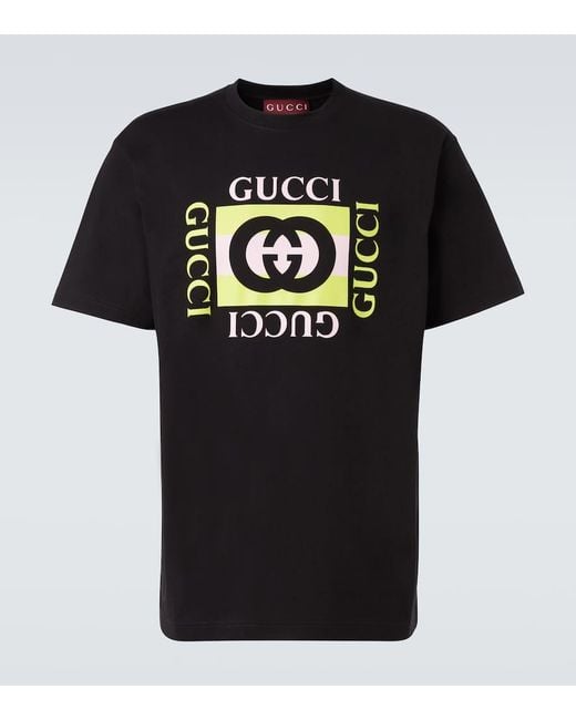 T-Shirt Raye En Coton A Logo Gucci pour homme en coloris Black