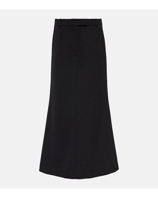 Acne Black Wool-Blend Maxi Skirt