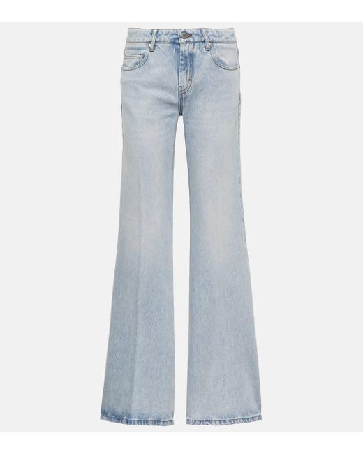 AMI Blue Split-hem Flared Jeans
