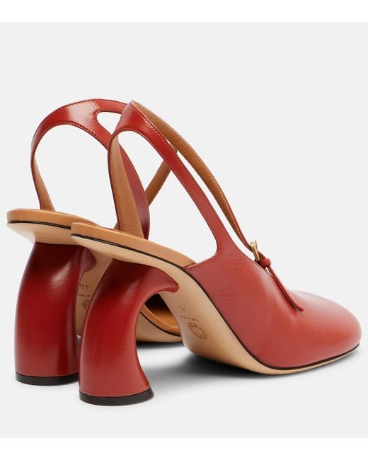Dries Van Noten Red 95 Leather Slingback Pumps