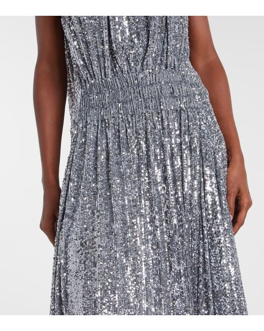 Rabanne Gray Sequined Gathered Cocktail Dress