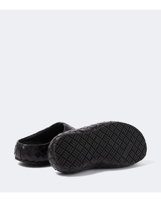 Bottega Veneta Black Klog Intrecciato Leather Mules for men