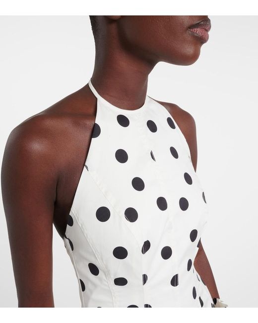 Rebecca Vallance White Maisie Polka-Dot Cotton-Blend Maxi Dress