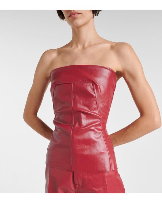 Rick Owens Red Coated Denim Corset Top