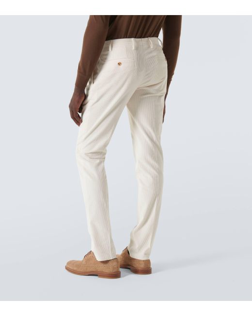 Lardini White Corduroy Straight Pants for men
