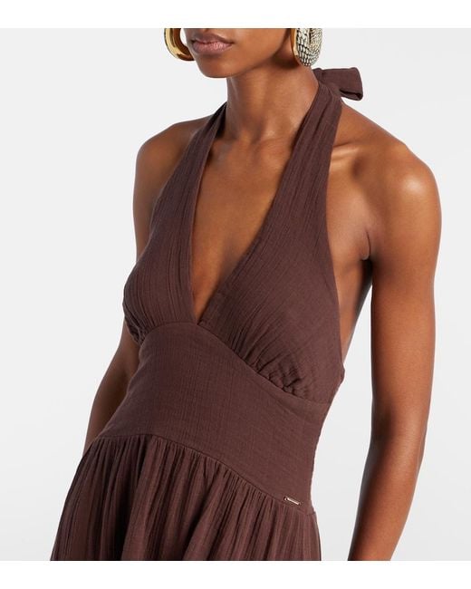 Melissa Odabash Purple Shay Halterneck Cotton Maxi Dress