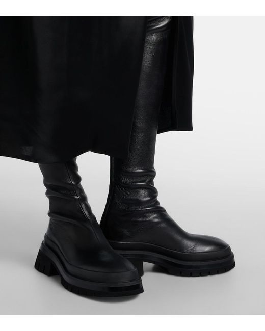 Khaite Black Fallon Leather Over-The-Knee Boots
