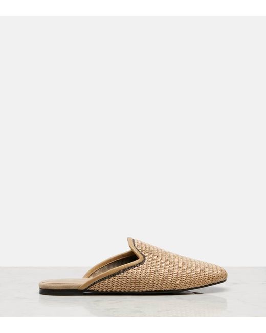 Brunello Cucinelli Natural Slippers Monili Aus Raffiabast