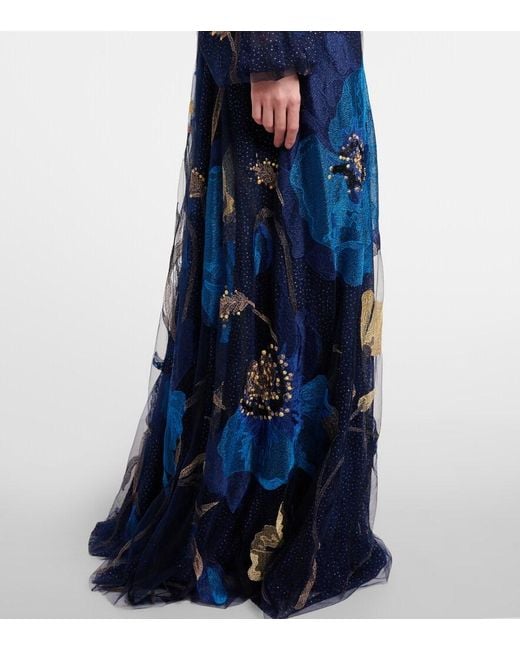 Caftan Bordado Costarellos de color Blue