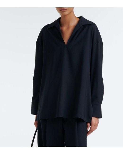 Max Mara Blue Virgin Wool Blouse