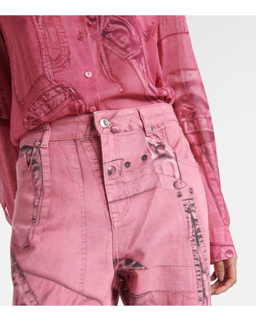Blumarine Red Wide-Leg Jeans