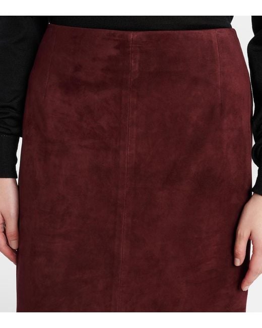 Nour Hammour Purple Selly Suede Midi Skirt