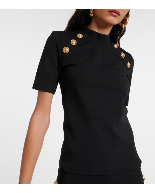Balmain Black Raglan Stretch T-Shirt