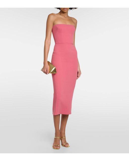 Alex Perry Pink Strapless Midi Dress