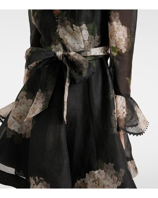 Vestido Corto Balance De Lino Y Seda Zimmermann de color Black