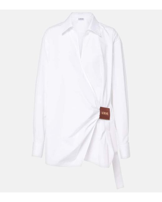 Camisa De Algodon Drapeada Loewe de color White