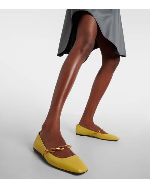 Jimmy Choo Yellow Diamond Tilda Leather Ballet Flats