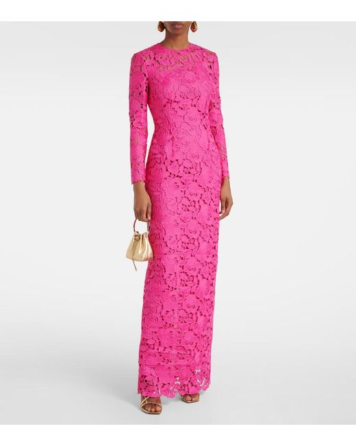 Vestido De Fiesta De Guipur Asimetrico Oscar de la Renta de color Pink