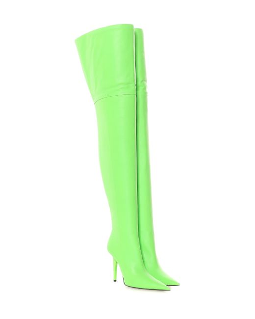 Balenciaga Green Overknee-Stiefel Knife Shark aus Leder