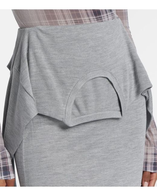 Jupe Midi En Soie Acne en coloris Gray