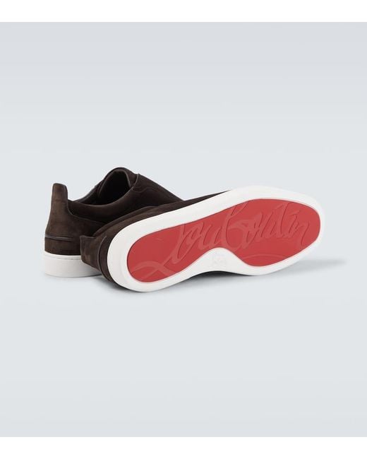 Christian Louboutin Slip-Ons St Louis Aus Veloursleder in Brown für Herren